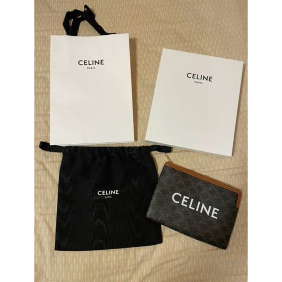 CELINE SMALL POUCH IN TRIOMPHE ロゴクラッチバック縦幅175cm横幅25cm素材