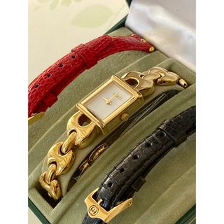 グッチ(Gucci)の腕時計 グッチ GUCCI 時計  グッチ1800L 替えベルト 赤・黒(腕時計)