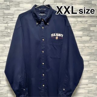 シャツ(shirts)のU.S.NAVY　海軍　ボタンダウンシャツ　長袖　ネイビー　ワーク　USA古着(シャツ)