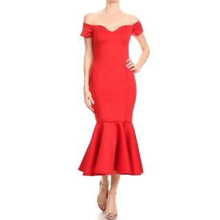 タダシショウジ(TADASHI SHOJI)の新品 USA ワンピース LINED  赤　M(ロングワンピース/マキシワンピース)