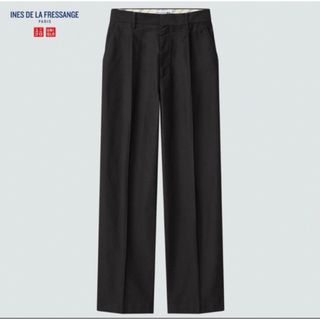 ユニクロ(UNIQLO)のUNIQLO 美品　タック入り　コットンワイドパンツ　黒(カジュアルパンツ)