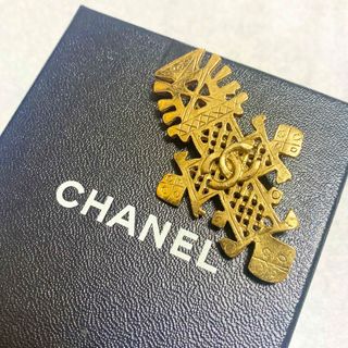 シャネル(CHANEL)のCHANEL クロスモチーフブローチ　vintage 94P ココマーク(ブローチ/コサージュ)