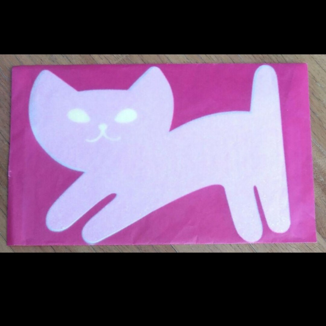 ねこ　猫　メッセージカード　ピンク　カード　CAT ハンドメイドの文具/ステーショナリー(カード/レター/ラッピング)の商品写真