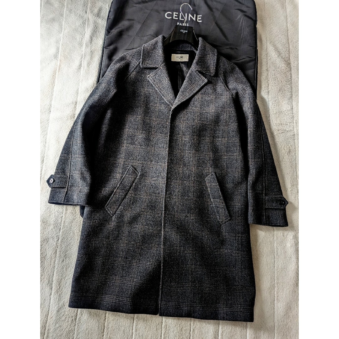 celine(セリーヌ)の至極美品　2019/20AW　セリーヌ　ハウンドトゥース　バルカラー　コート メンズのジャケット/アウター(チェスターコート)の商品写真