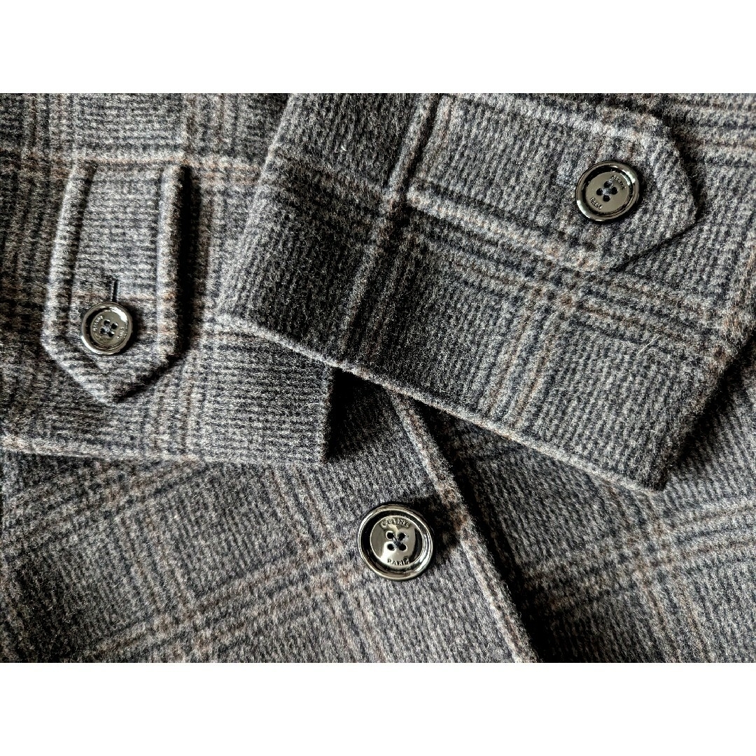 celine(セリーヌ)の至極美品　2019/20AW　セリーヌ　ハウンドトゥース　バルカラー　コート メンズのジャケット/アウター(チェスターコート)の商品写真