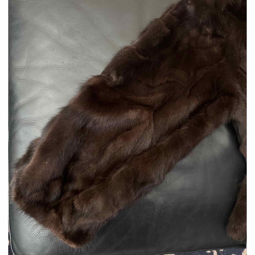 ミンク　ファー　ショート　ジャケット　ダークブラウン レディースのジャケット/アウター(毛皮/ファーコート)の商品写真