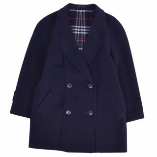 バーバリー(BURBERRY)の美品 Vintage バーバリー Burberrys コート Pコート ウール 無地 裏地チェック柄 アウター レディース 3(L相当) ネイビー(ピーコート)