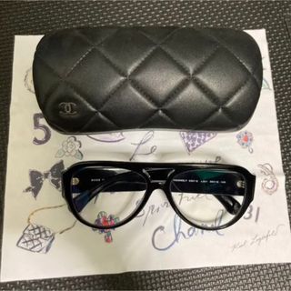 シャネル(CHANEL)のCHANEL シャネル　伊達メガネ　BLACK 美品(サングラス/メガネ)