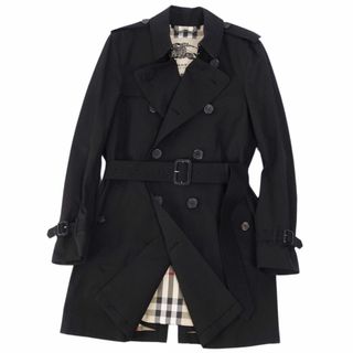 バーバリー(BURBERRY)の極美品 バーバリー BURBERRY コート トレンチコート THE KENSINGTON ケンジントン 裏チェック 英国製 アウター メンズ 44(XS相当) ブラック(トレンチコート)