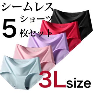 シームレス ショーツ 5枚 セット 3L ブラック レッド(ショーツ)