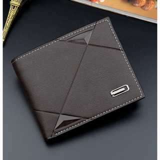 カジュアル PUレザー 二つ折り ミニ財布 ショートウォレット ダークブラウン(折り財布)
