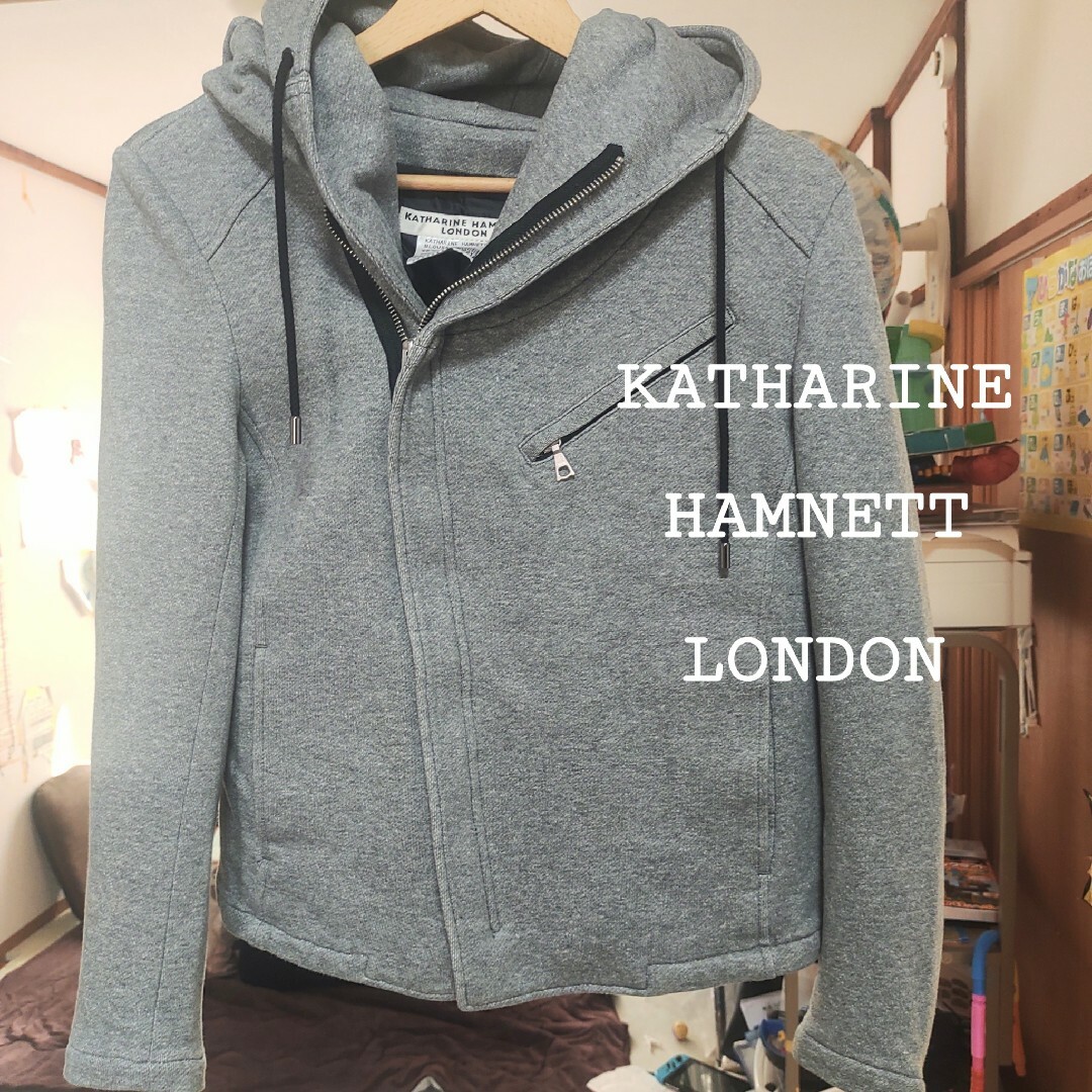 KATHARINE HAMNETT(キャサリンハムネット)の【キャサリンハムネットロンドン】ジャンバー　ブルゾン　Fサイズ　グレー　フード レディースのジャケット/アウター(ブルゾン)の商品写真