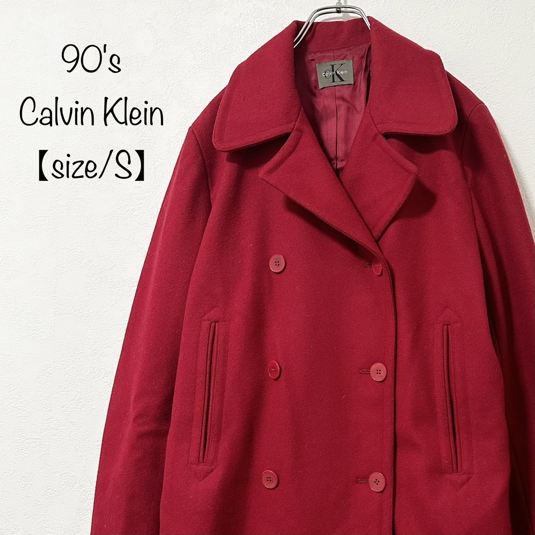 Calvin Klein(カルバンクライン)のCalvin Klein/カルバンクライン★90s★Pコート/ピーコート★赤★S メンズのジャケット/アウター(ピーコート)の商品写真