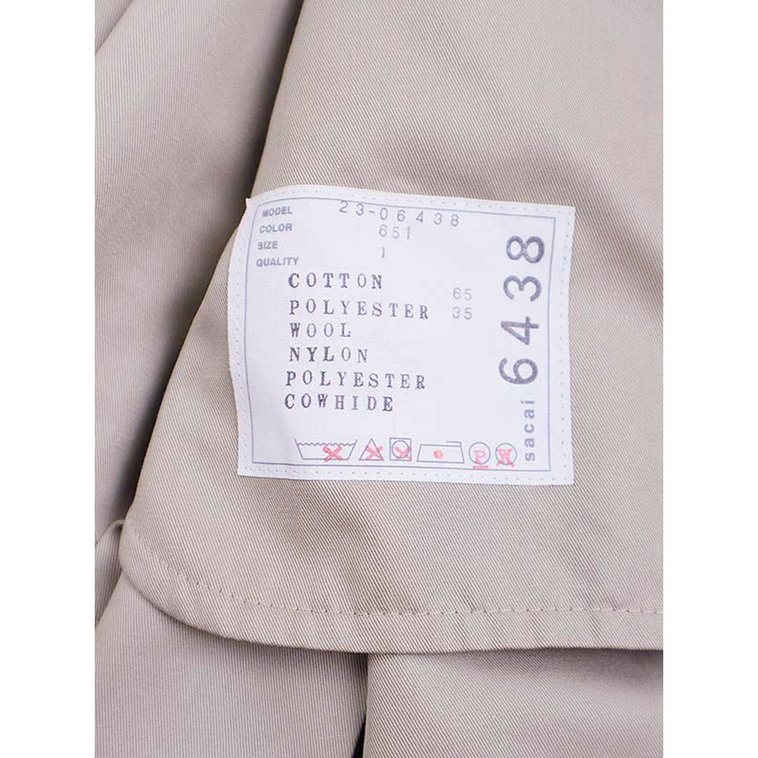 sacai(サカイ)のsacai サカイ 23SS Cotton Gabardine コットンギャバジンプリーツトレンチコート 23-06438 ベージュ系 1 レディースのジャケット/アウター(トレンチコート)の商品写真