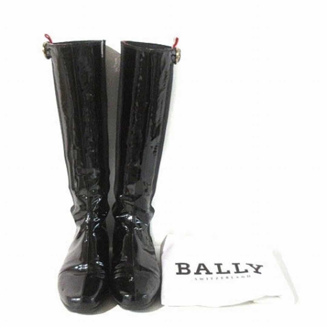 Bally(バリー)のバリー ロングブーツ サイドゴア エナメル サイドベルト 黒 約23～23.5 レディースの靴/シューズ(ブーツ)の商品写真