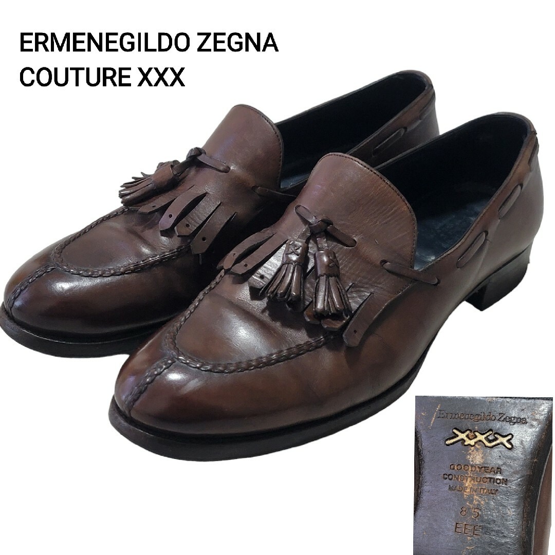 美品Ermenegildo Zegna エルメネジルド　ゼニア　革靴　6 EEE付属品靴袋