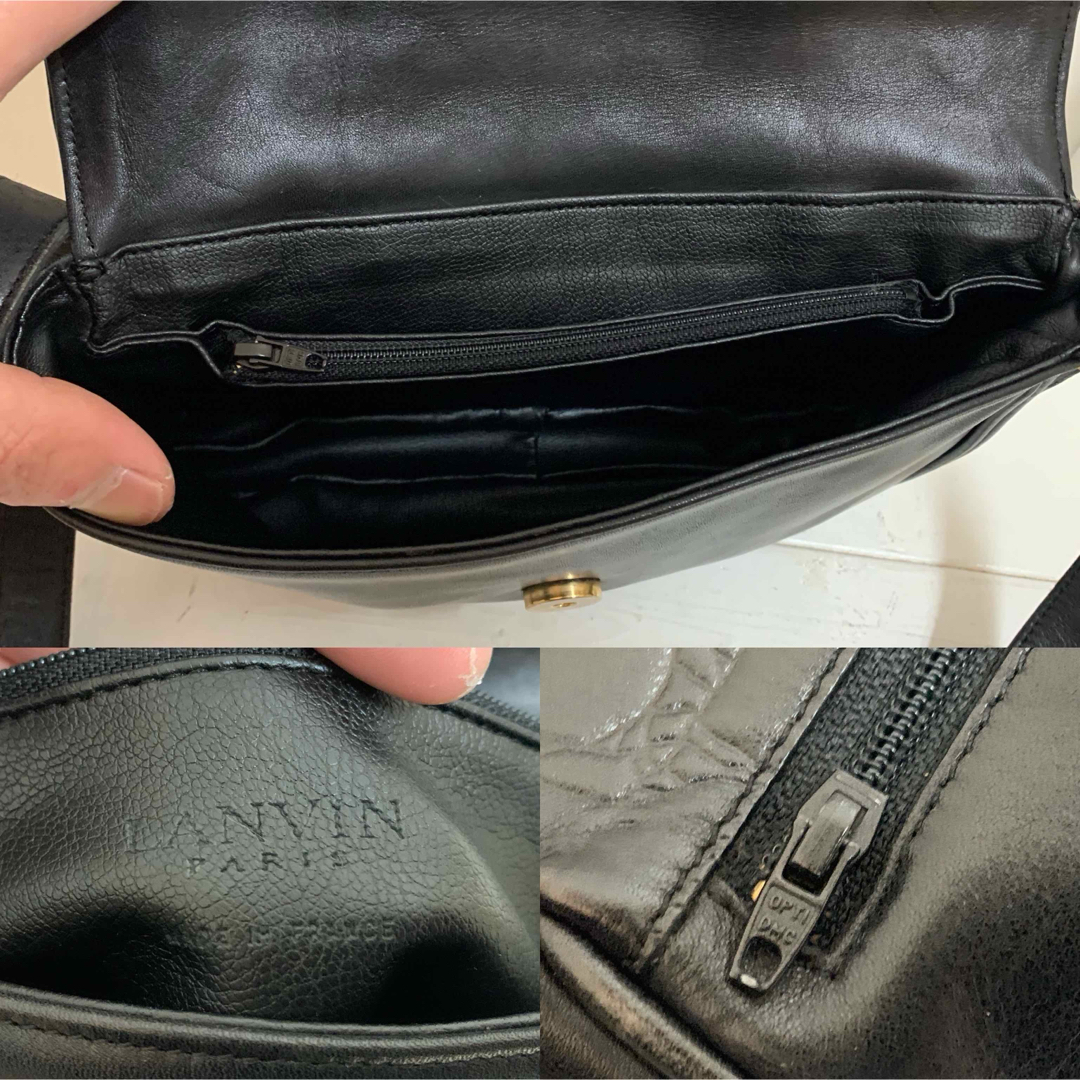 LANVIN(ランバン)のLANVIN PARIS VINTAGE フランス製 クロコ型押し レザーバッグ レディースのバッグ(ショルダーバッグ)の商品写真