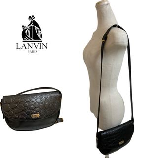 ランバン(LANVIN)のLANVIN PARIS VINTAGE フランス製 クロコ型押し レザーバッグ(ショルダーバッグ)