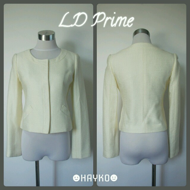 LD prime(エルディープライム)の【未使用品】LD Prime ノーカラーツィードジャケット レディースのジャケット/アウター(ノーカラージャケット)の商品写真