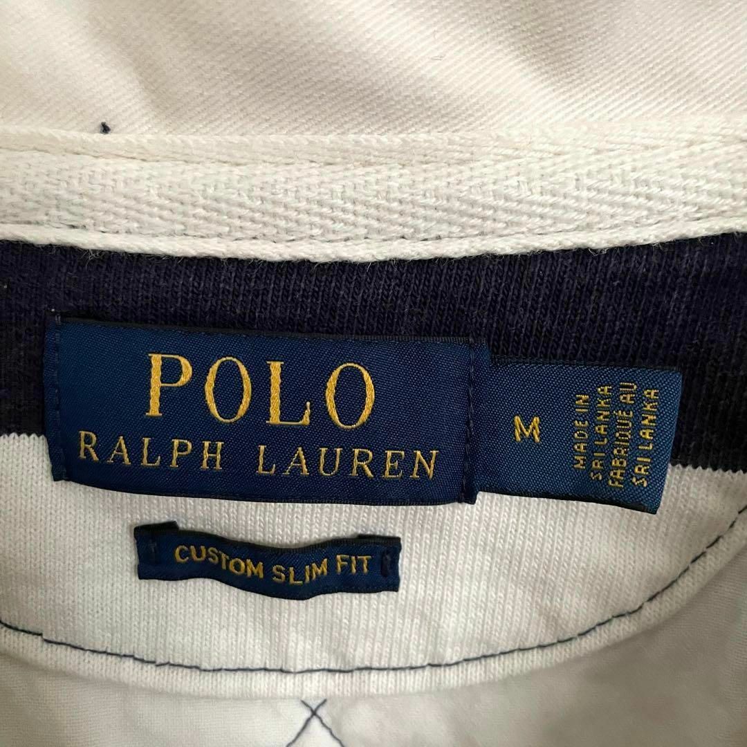 POLO RALPH LAUREN(ポロラルフローレン)のラルフローレン ラガーシャツ ボーダー 長袖 イングランド 刺繍 紺 白 M メンズのトップス(ポロシャツ)の商品写真