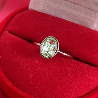 新品ペリドット風 ファッションリング 12号　指輪 ペリドット　黄緑　 シルバー(リング(指輪))