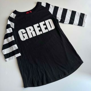 グリード(GREED)の● GREED グリード ロゴ プリント シマシマ 7分袖 Tシャツ XL ●(Tシャツ/カットソー)