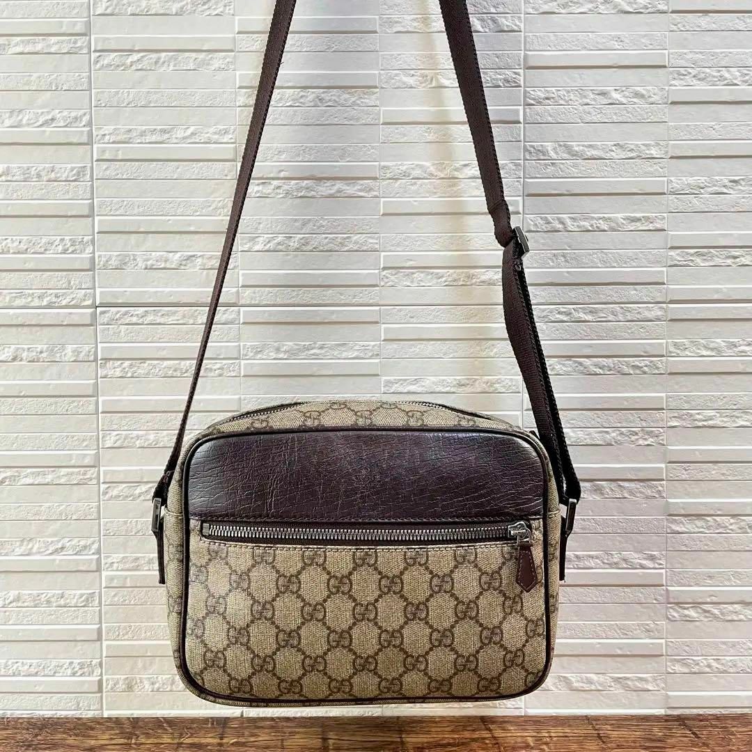 Gucci(グッチ)のグッチ GG スプリーム PVC×レザー ショルダー バッグ ポシェット. メンズのバッグ(ショルダーバッグ)の商品写真