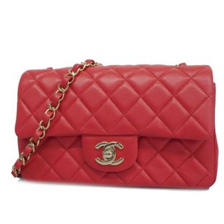 シャネル(CHANEL)の【4ed3797-g】シャネル ショルダーバッグ/マトラッセ/チェーンショルダー/ラムスキン/レッド/ゴールド金具(ショルダーバッグ)