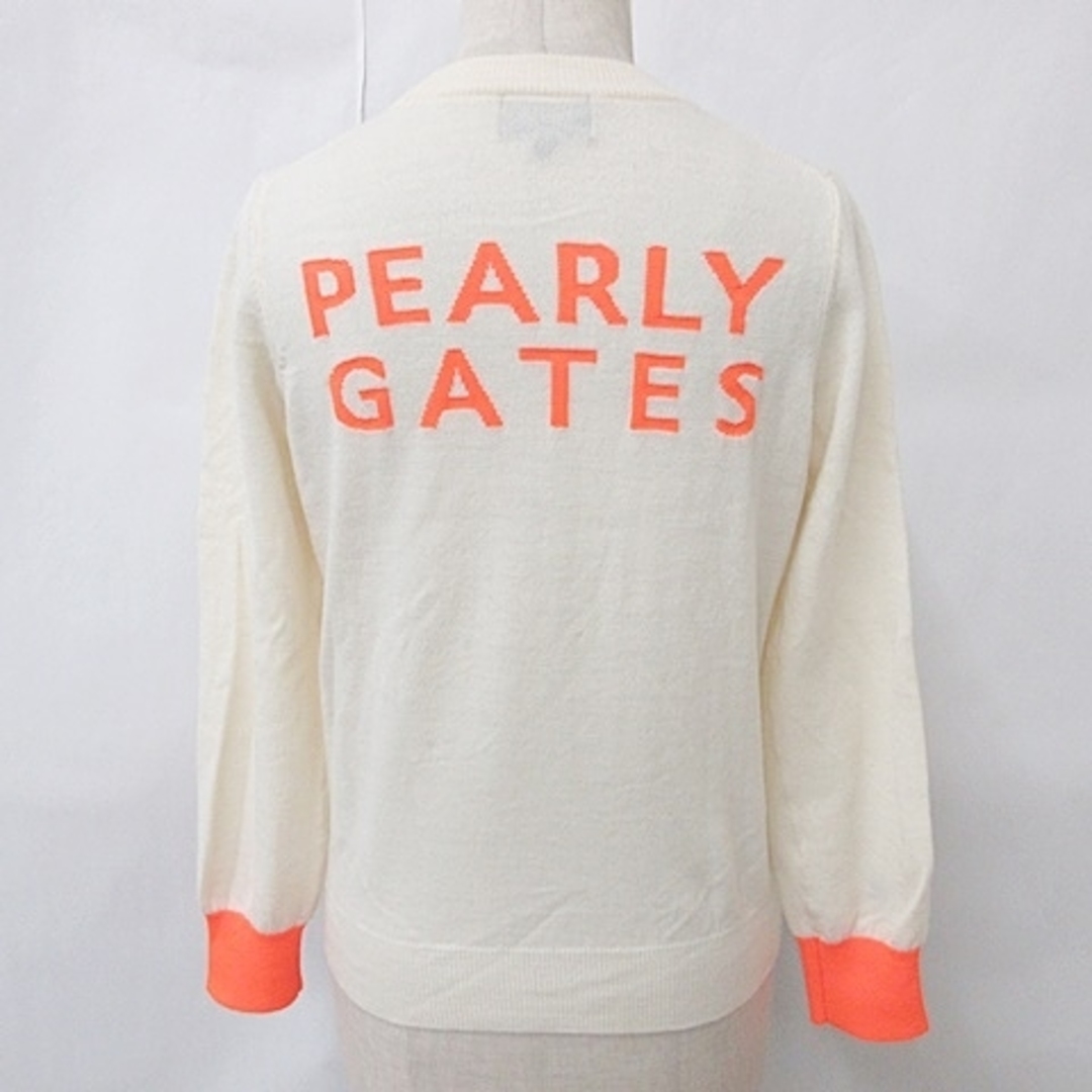 PEARLY GATES(パーリーゲイツ)のパーリーゲイツ ゴルフ ニット セーター 長袖 丸首 ロゴ アイボリー 0 スポーツ/アウトドアのゴルフ(ウエア)の商品写真
