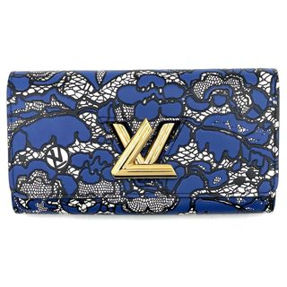 ルイヴィトン(LOUIS VUITTON)の【限定価格】LOUIS VUITTON ルイヴィトン 長財布 ポルトフォイユツイスト フラワーレース ロングウォレット フラップ ツイストロック M64795    ネイビー 紺 シルバー金具 レディース【中古品】(長財布)