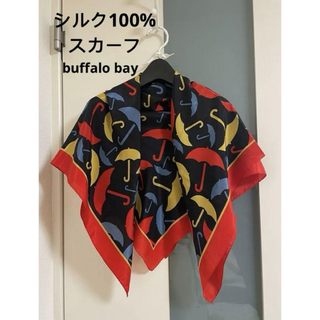 buffalo bay 100%シルク　スカーフ 正方形　プリント柄(バンダナ/スカーフ)