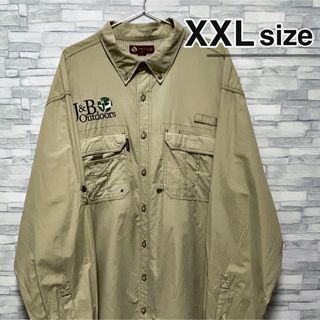 シャツ(shirts)のUSA古着　ワークシャツ　長袖　ベージュ　企業ロゴ　アウトドア　DRI DUCK(シャツ)