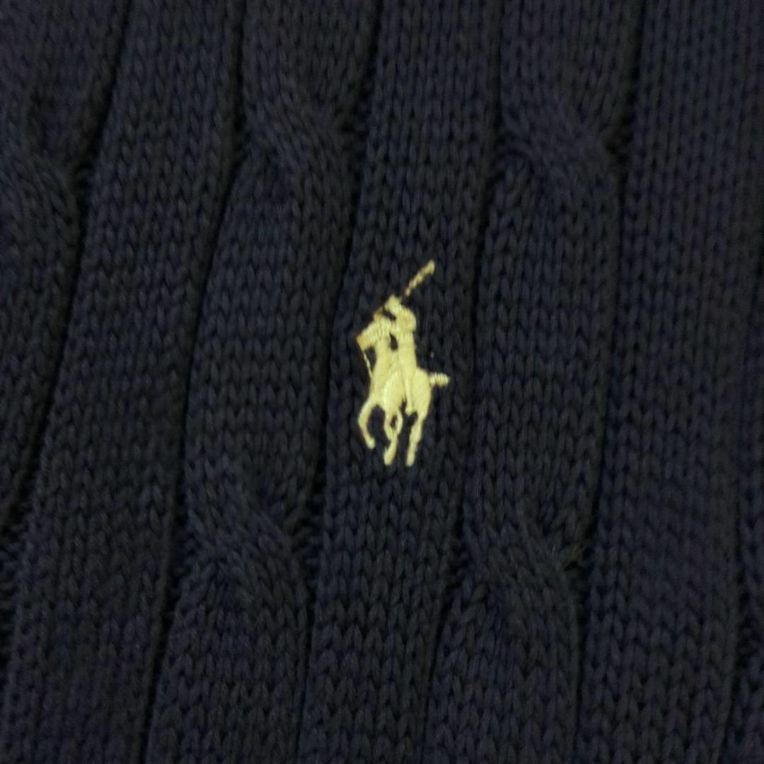 POLO RALPH LAUREN(ポロラルフローレン)のポロラルフローレン　超高級ピマコットン　ケーブルニット　ロゴ刺繍　ポニー　紺 レディースのトップス(ニット/セーター)の商品写真