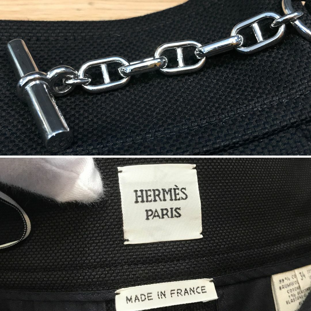 Hermes(エルメス)の新品同様 エルメス シェーヌダンクル キュロットパンツ ブラック 34 XS レディースのパンツ(キュロット)の商品写真