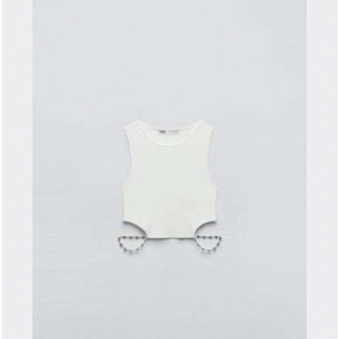 ZARA(ザラ)のZARA カットアウト タンクトップ ビジュー チェーン  レディースのトップス(タンクトップ)の商品写真