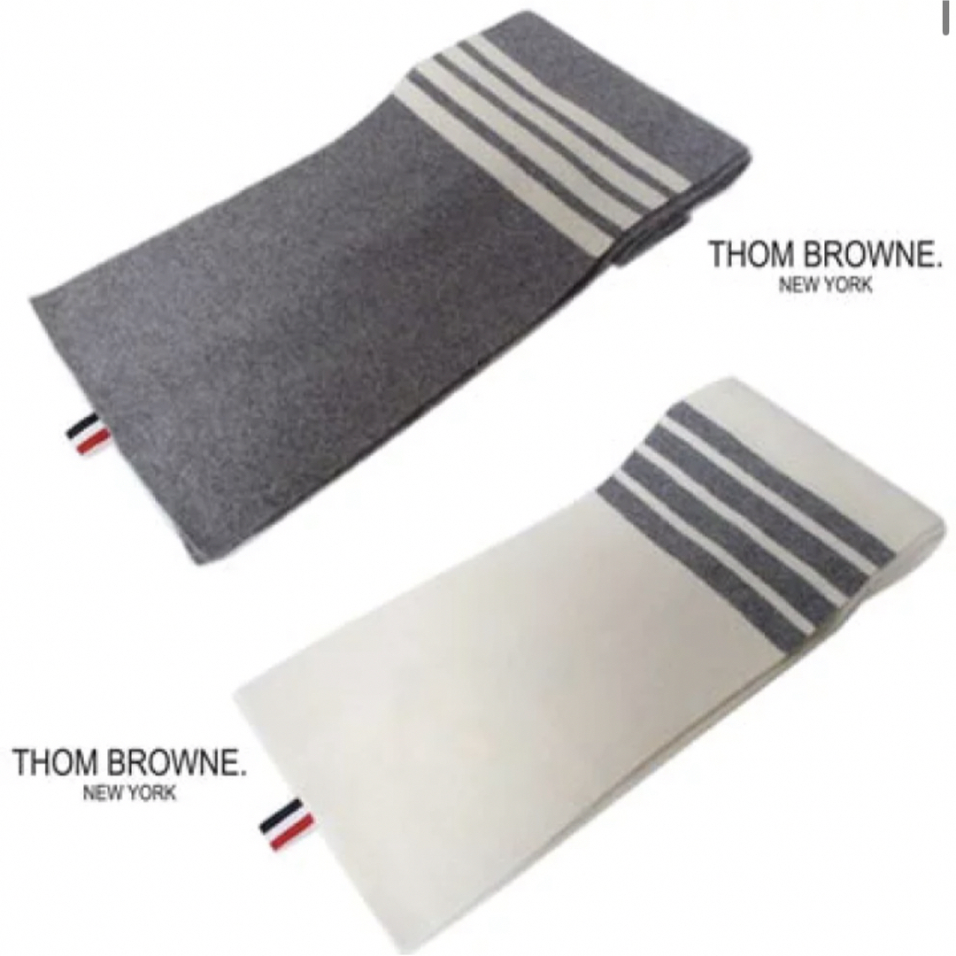 THOM BROWNE(トムブラウン)のThom Browne トムブラウンカシミヤ ユニセックス ライン付きマフラー メンズのファッション小物(マフラー)の商品写真