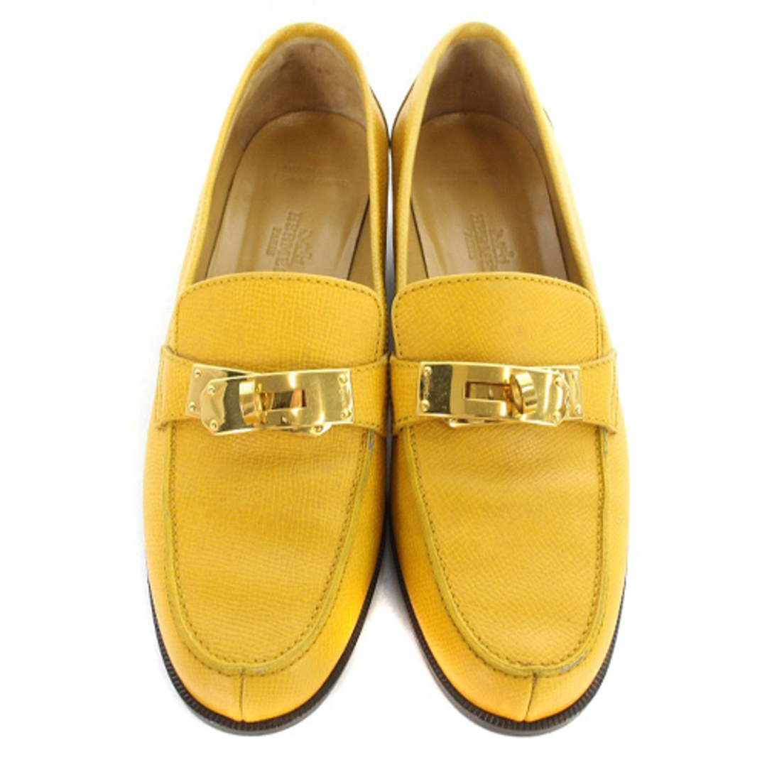 Hermes(エルメス)のエルメス ケリー金具 ローファー レザー 36.5 24-24.5cm 黄色 レディースの靴/シューズ(ローファー/革靴)の商品写真