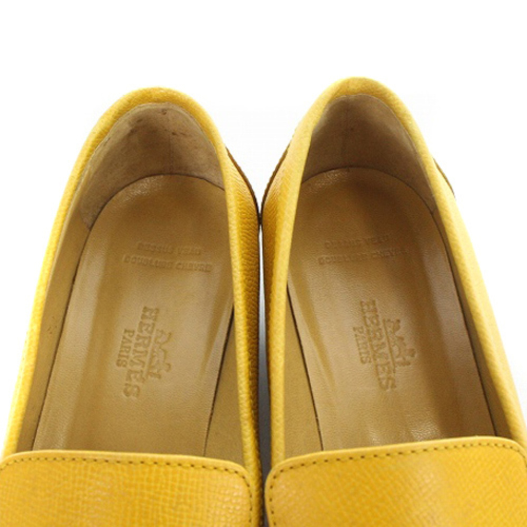 Hermes(エルメス)のエルメス ケリー金具 ローファー レザー 36.5 24-24.5cm 黄色 レディースの靴/シューズ(ローファー/革靴)の商品写真