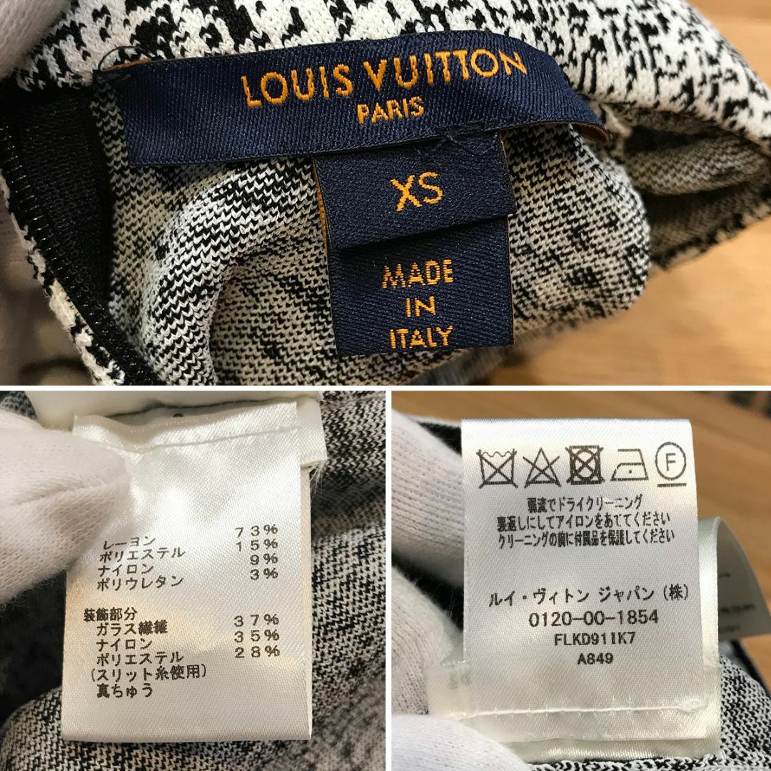 LOUIS VUITTON(ルイヴィトン)の新品同様 ルイヴィトン ビジュー付き 半袖 ワンピース ブラック ホワイト XS レディースのワンピース(ミニワンピース)の商品写真