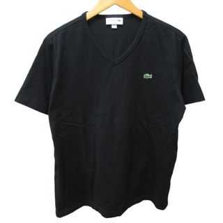 ラコステ(LACOSTE)のラコステ Tシャツ カットソー Vネック ロゴ刺繡 半袖 黒 L IBO46(Tシャツ/カットソー(半袖/袖なし))