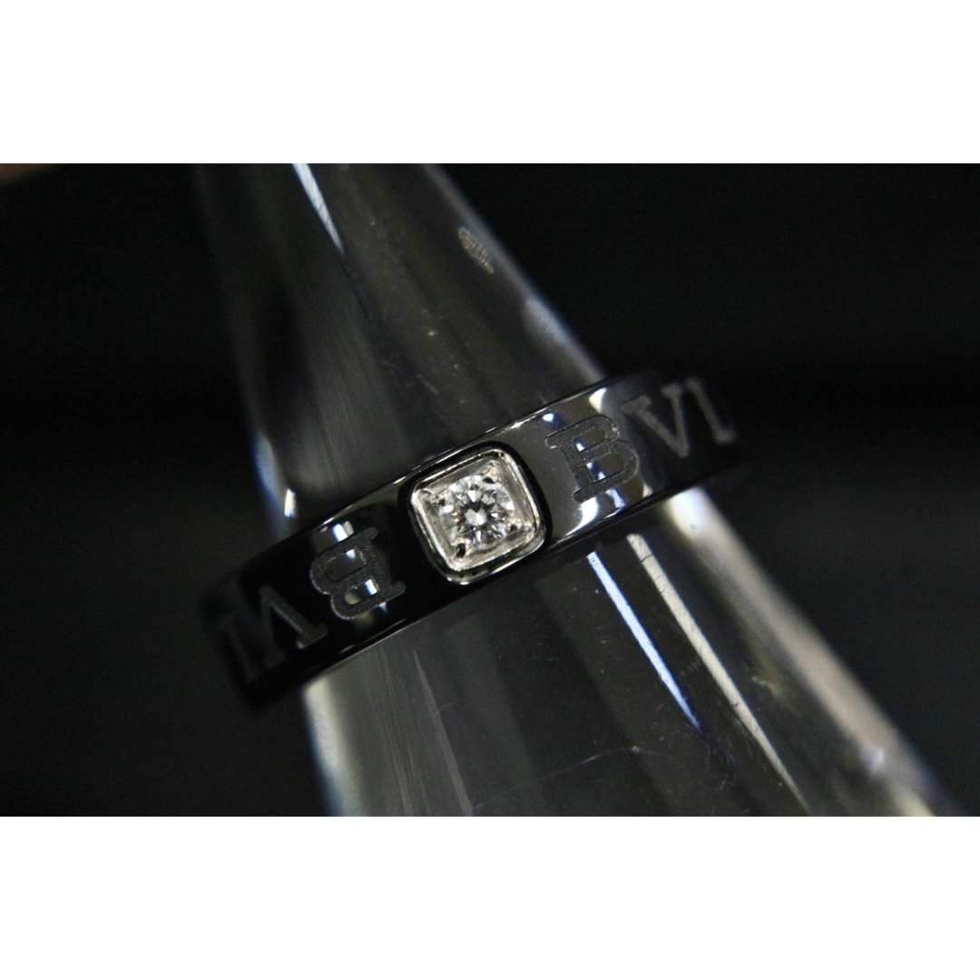BVLGARI(ブルガリ)のBVLGARI☆ダブルロゴリング/ダイヤモンド/K18/黒 レディースのアクセサリー(リング(指輪))の商品写真