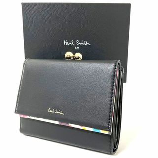 ポールスミス(Paul Smith)の✨ポールスミス✨ペタルプリントトリム✨2つ折り✨財布✨がま口✨ブラック✨新品✨(財布)