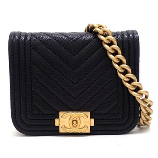 シャネル(CHANEL)の【★CHANEL★】シャネル『ボーイシャネル チェーンショルダーバッグ 』ブラック/ベルトバッグ/コインケース/ポーチ/キャビアスキン/シャンパンゴールド金具/クラシック/ショルダーバッグ/美品/AP2709　36467k1223 ＠【中古】(ショルダーバッグ)