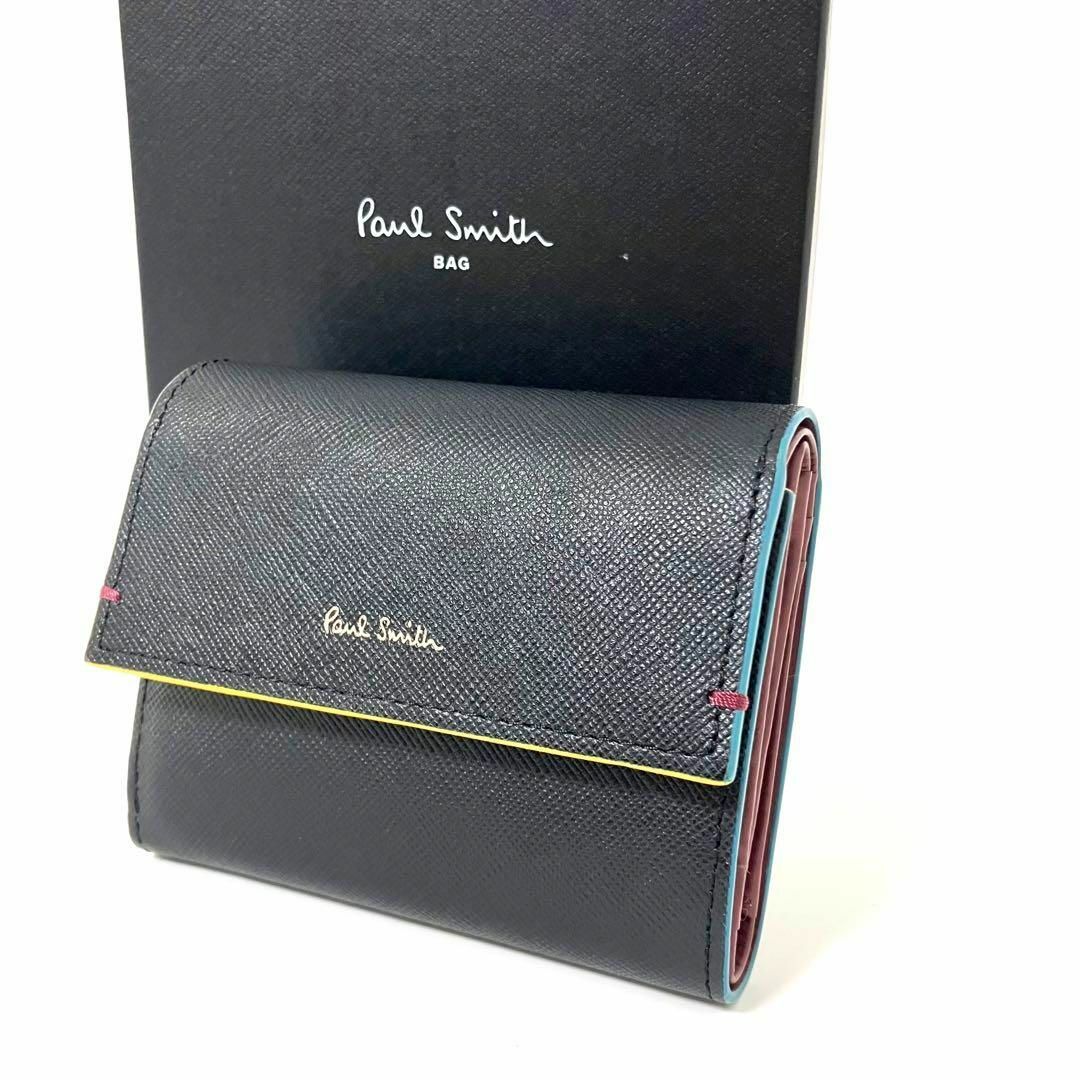 レディース✨Paul Smith✨ポールスミス✨三つ折り財布✨ブラック✨エンボスレザー✨