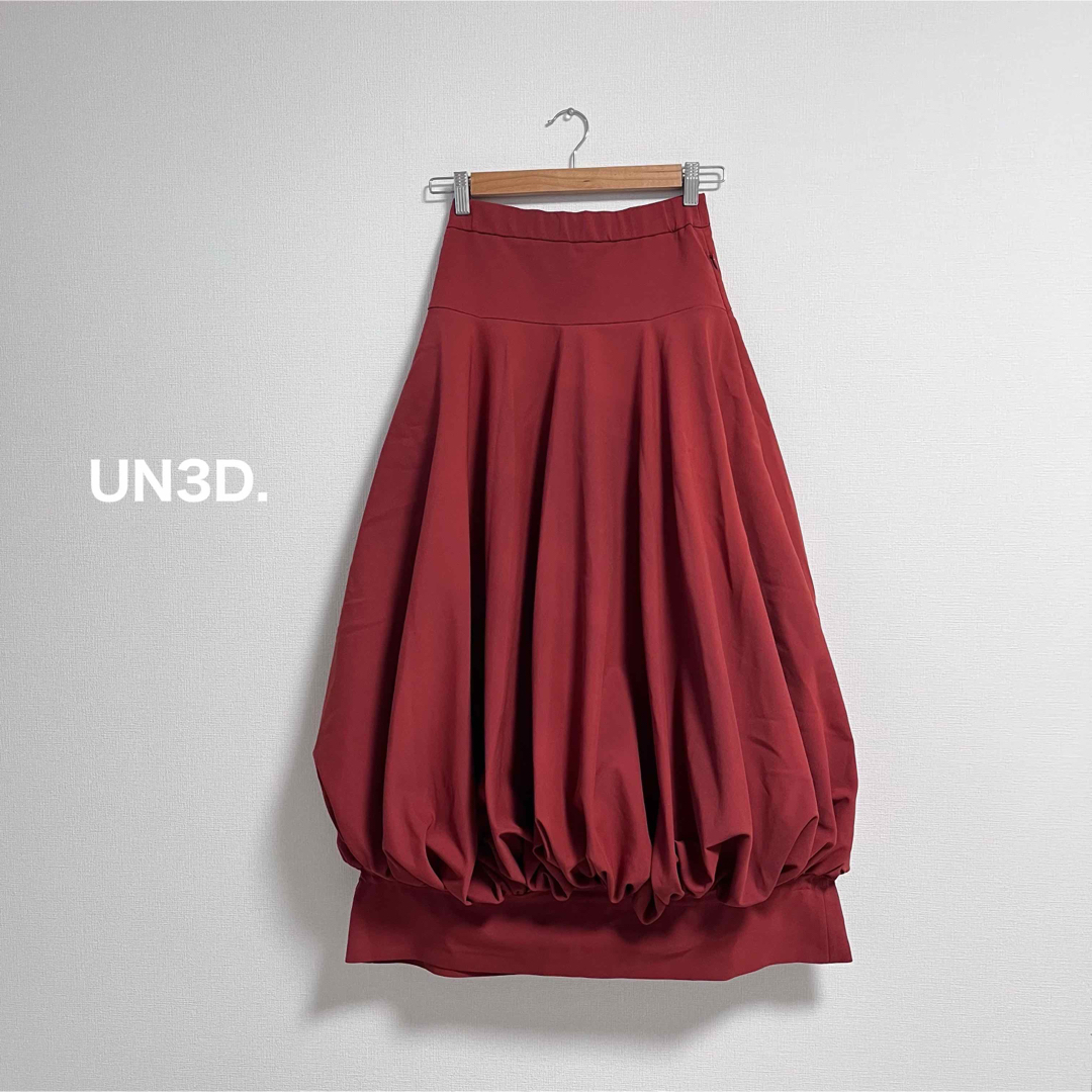 UN3D.(アンスリード)のアンスリード  バルーンカットスカート　36 オレンジ　プリーツ レディースのスカート(ロングスカート)の商品写真