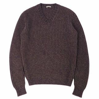 ボッテガヴェネタ(Bottega Veneta)の美品 ボッテガヴェネタ BOTTEGA VENETA ニット セーター ミドルゲージ Vネック カシミヤ ウール トップス メンズ イタリア製 46(S相当) ブラウン(ニット/セーター)