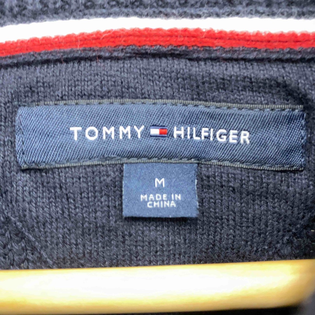 TOMMY HILFIGER(トミーヒルフィガー)のTOMMY HILFIGER メンズ トミーヒルフィガー ニット セーター ネイビー 重ね襟　ショールカラー カナコ柄 メンズのトップス(ニット/セーター)の商品写真