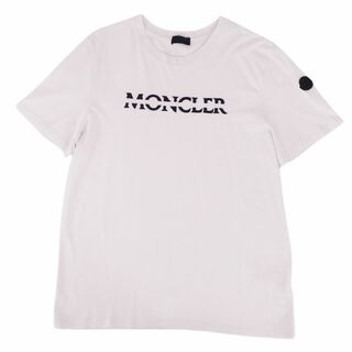 モンクレール(MONCLER)の美品 モンクレール MONCLER Tシャツ カットソー 2021年 半袖 ショートスリーブ ロゴ トップス メンズ M ホワイト(Tシャツ/カットソー(半袖/袖なし))