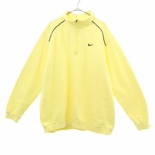 ナイキ(NIKE)のナイキゴルフ ロゴ刺繍 ゴルフ 長袖 ハーフジップ シャツ L イエロー NIKE GOLF メンズ 古着 【240123】(ウエア)