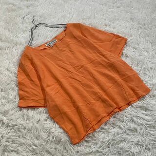LA TYPA (42) イタリア製 総柄 ショート丈 シャツ オレンジ 半袖(Tシャツ(半袖/袖なし))